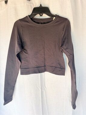 all in motion Cropped Long-Sleeve Top - Charcoal Gray